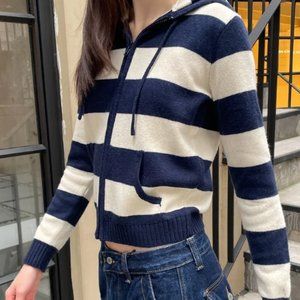 Brandy Melville Alana Striped Zip-Up Sweater